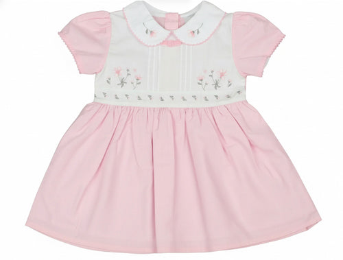 Baby Girls Pink Embroidered Floral Dress