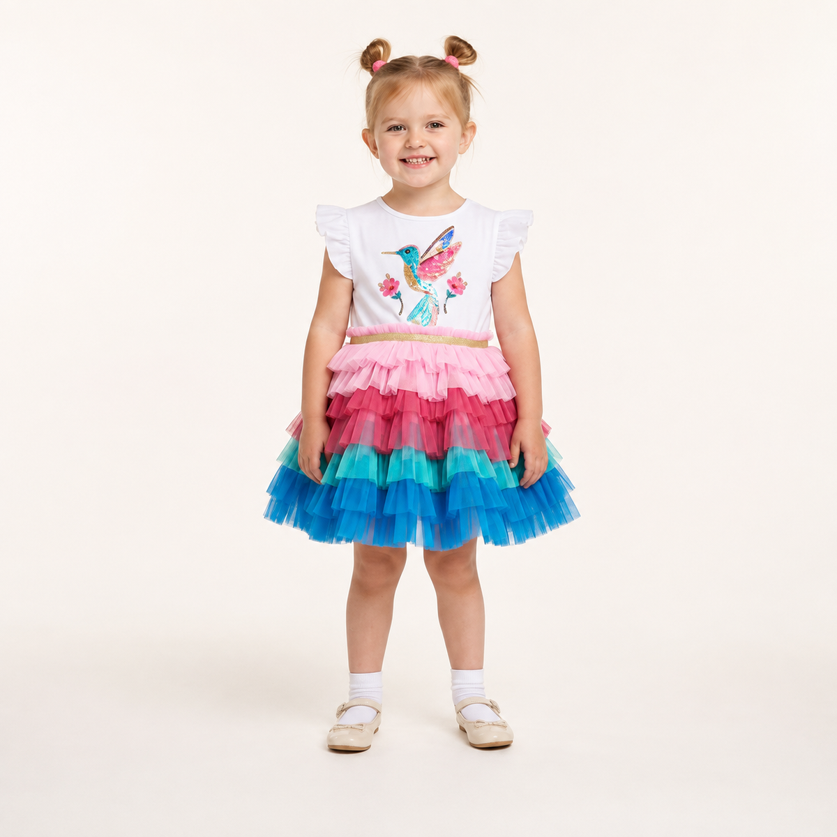Colourful Hummingbird Tutu Party Dress