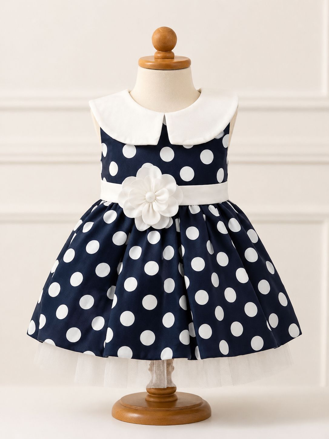 Navy Polka Dot Occasion Dress