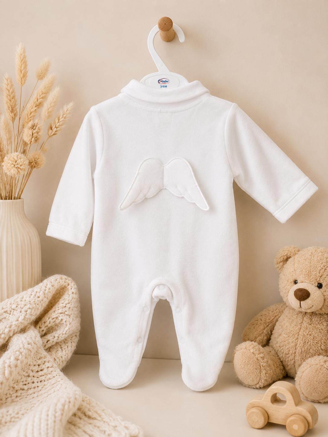 White Angel Wings Baby Sleepsuit