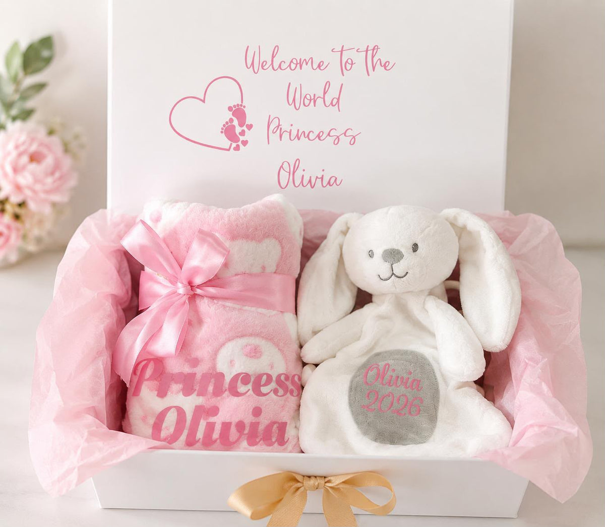 Luxury Personalised New Baby Gift Box