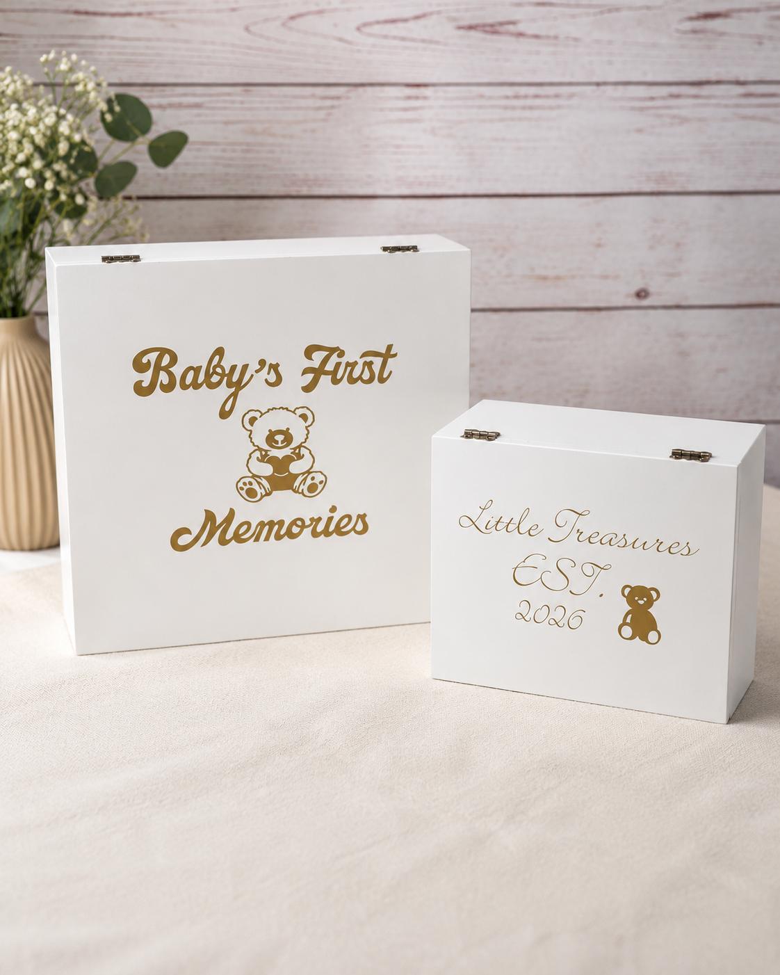 Personalised White Wooden Keepsake Memory Box