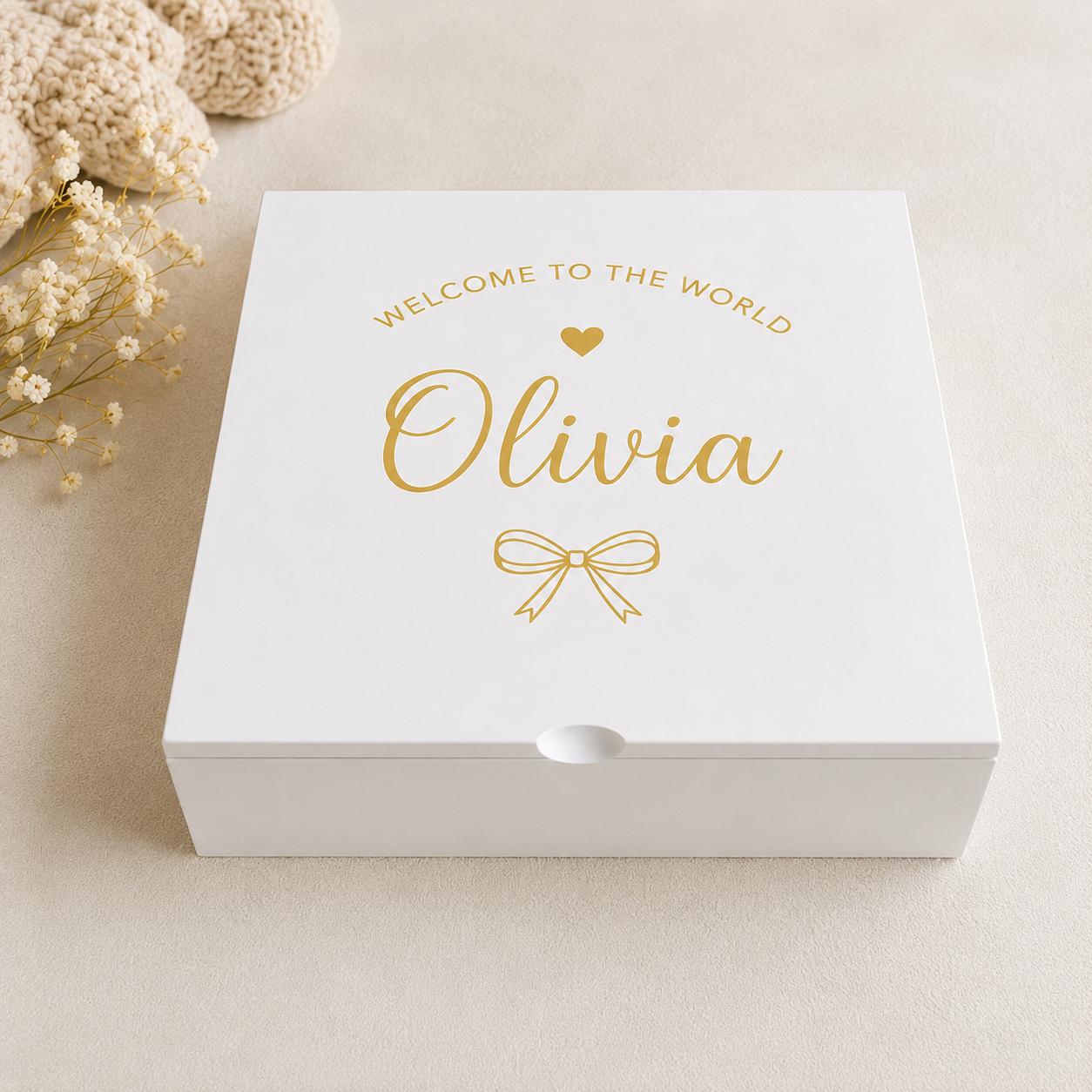 Personalised White Wooden Keepsake Memory Box