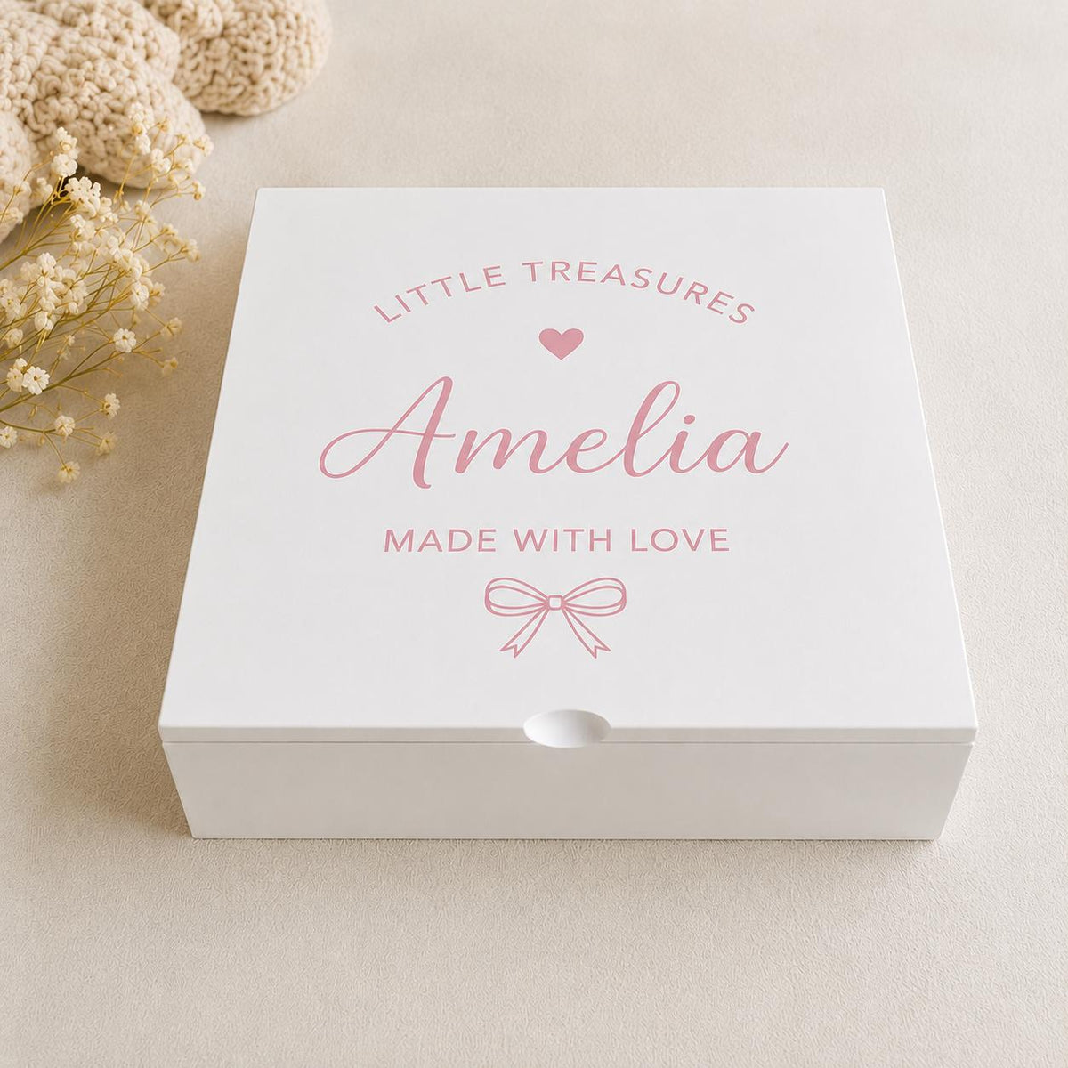 Personalised White Wooden Keepsake Memory Box
