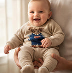 Baby Boys Rugby Bear Knitted Two-Piece Set