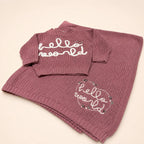 Hello World Knitted Sweater & Blanket Gift Set – Dusty Pink