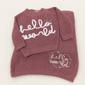 Hello World Knitted Sweater & Blanket Gift Set – Dusty Pink