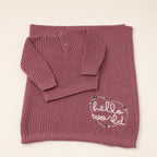 Hello World Knitted Sweater & Blanket Gift Set – Dusty Pink
