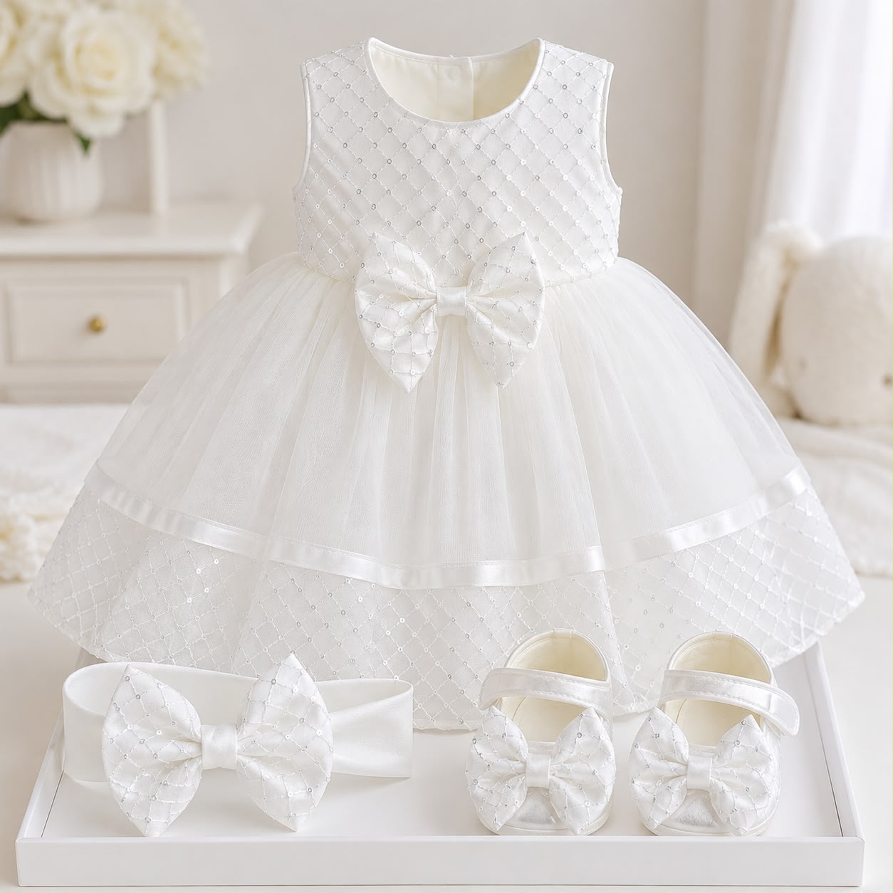Ivory White Baby Occasion & Christening Dress Set